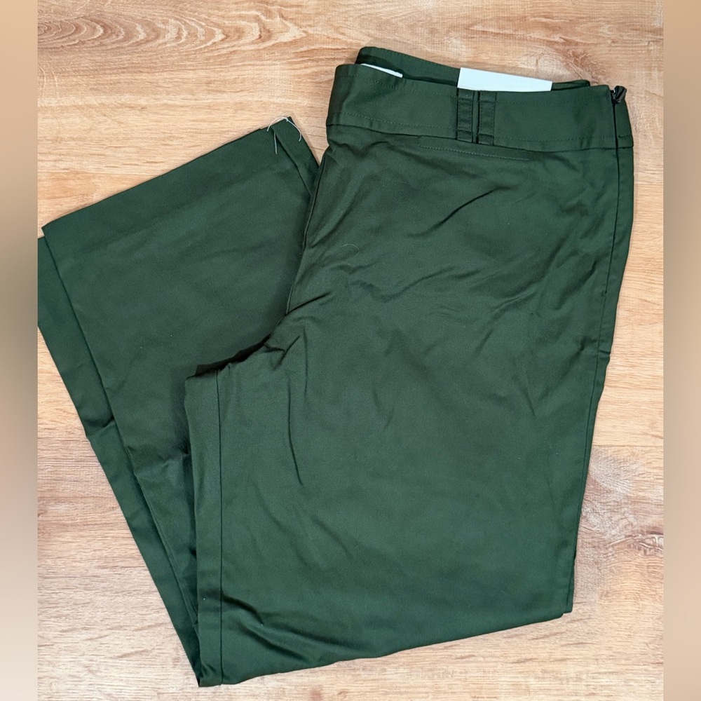 NWT! LOFT Forest Green Ann Cropped Pants, Size 14
